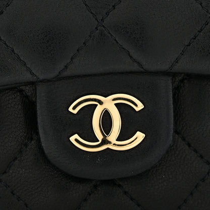 Chanel Lambskin Quilted Micro Flap Bag Charm Keychain Black 8 of 10