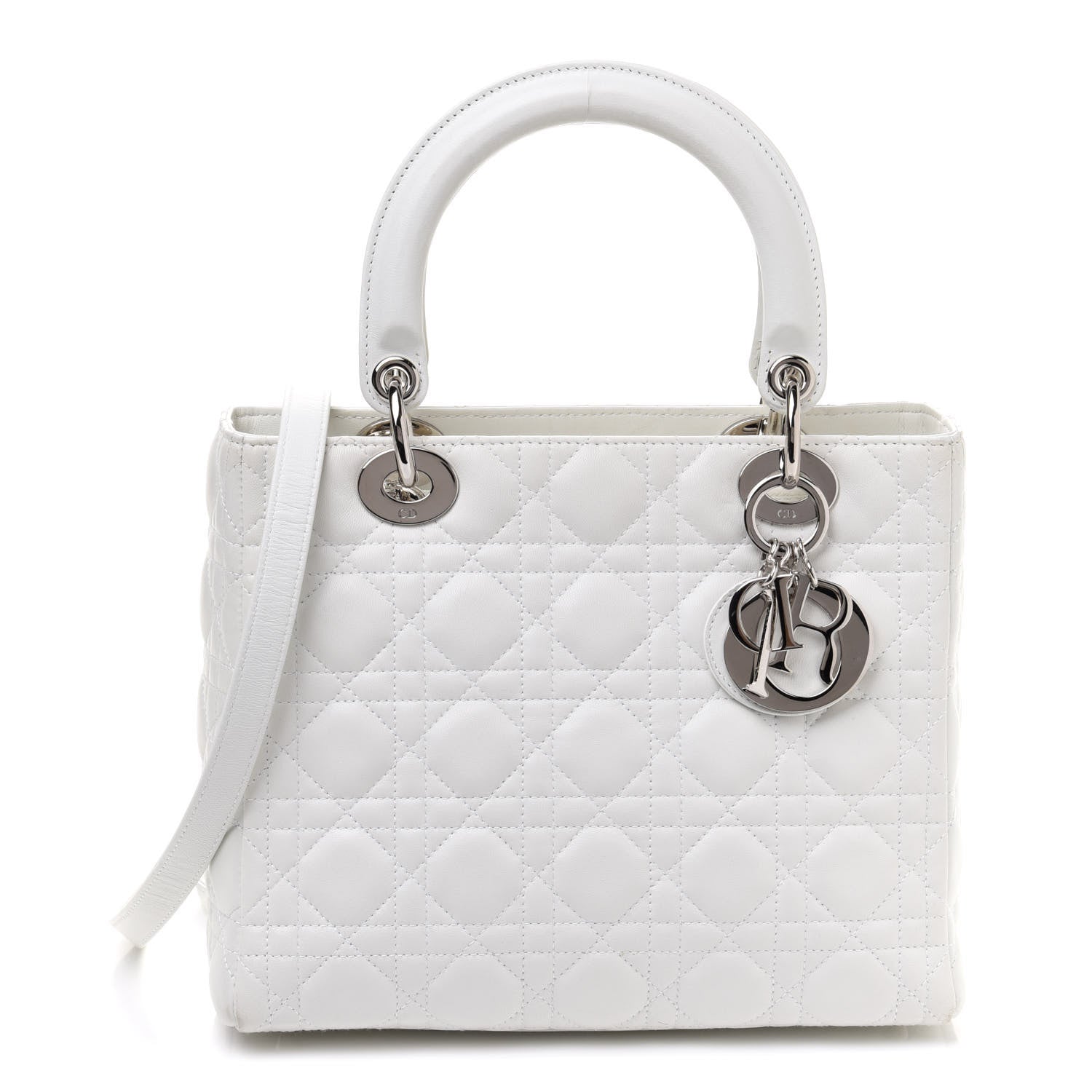 Christian Dior Lambskin Cannage Medium Lady Dior White 1 of 16