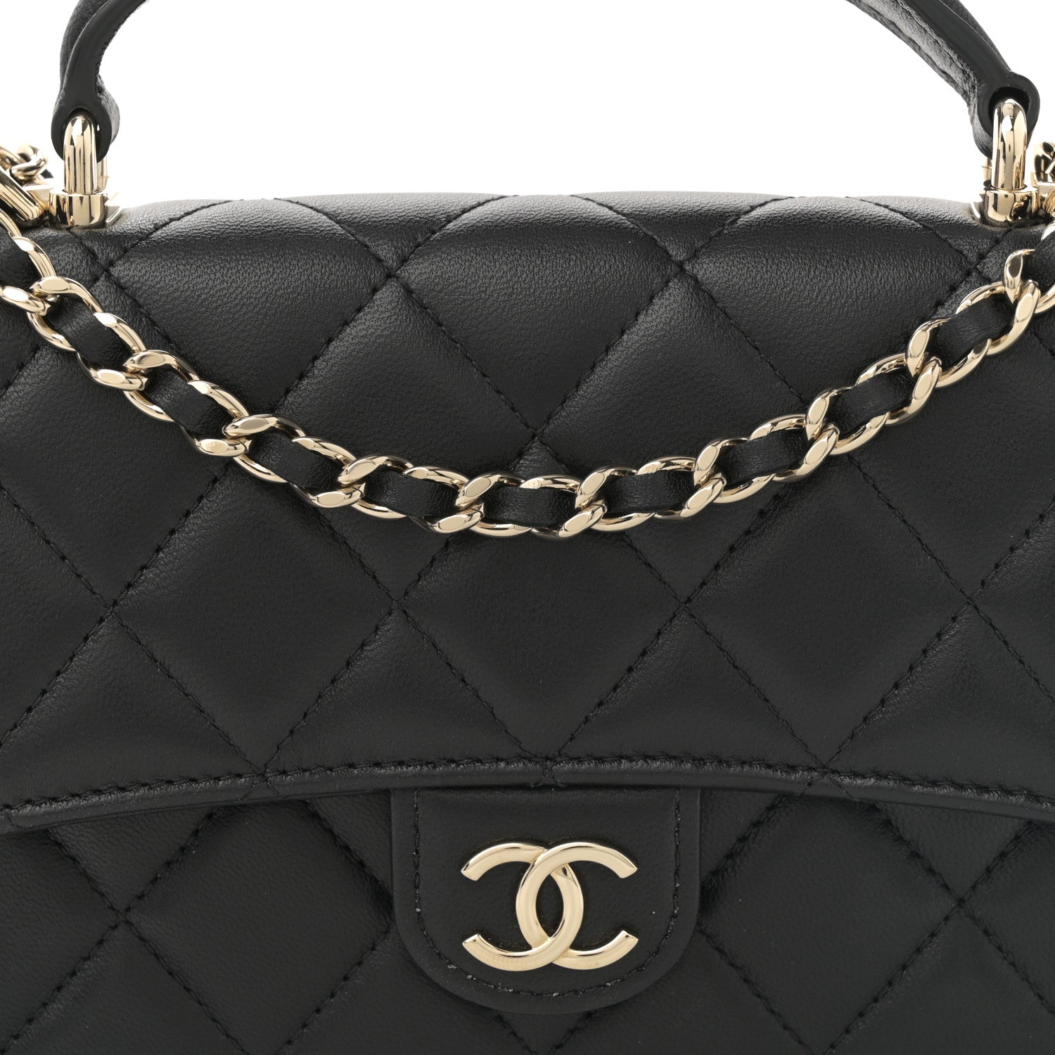 Chanel Lambskin Quilted Flap Phone Holder With Chain Black 8 of 12