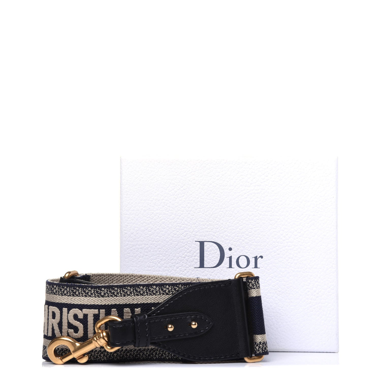 Christian Dior Canvas Embroidered Shoulder Strap Blue 9 of 9