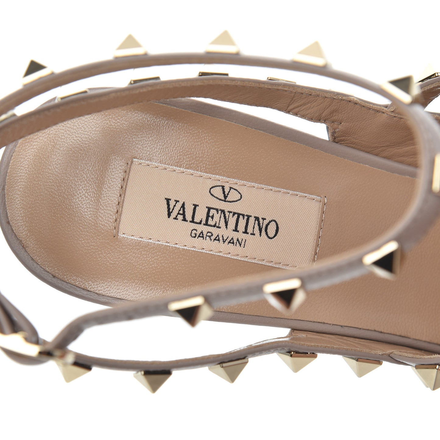 Patent Nappa Rockstud Ankle Strap 100mm Pumps 41 Perla Poudre