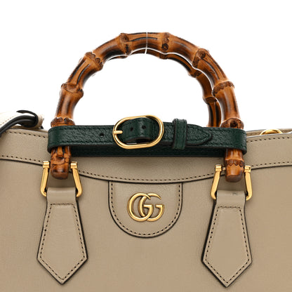 Gucci Textured Dollar Calfskin Web Small Diana Tote Bag Oatmeal Vintage Green 5 of 11