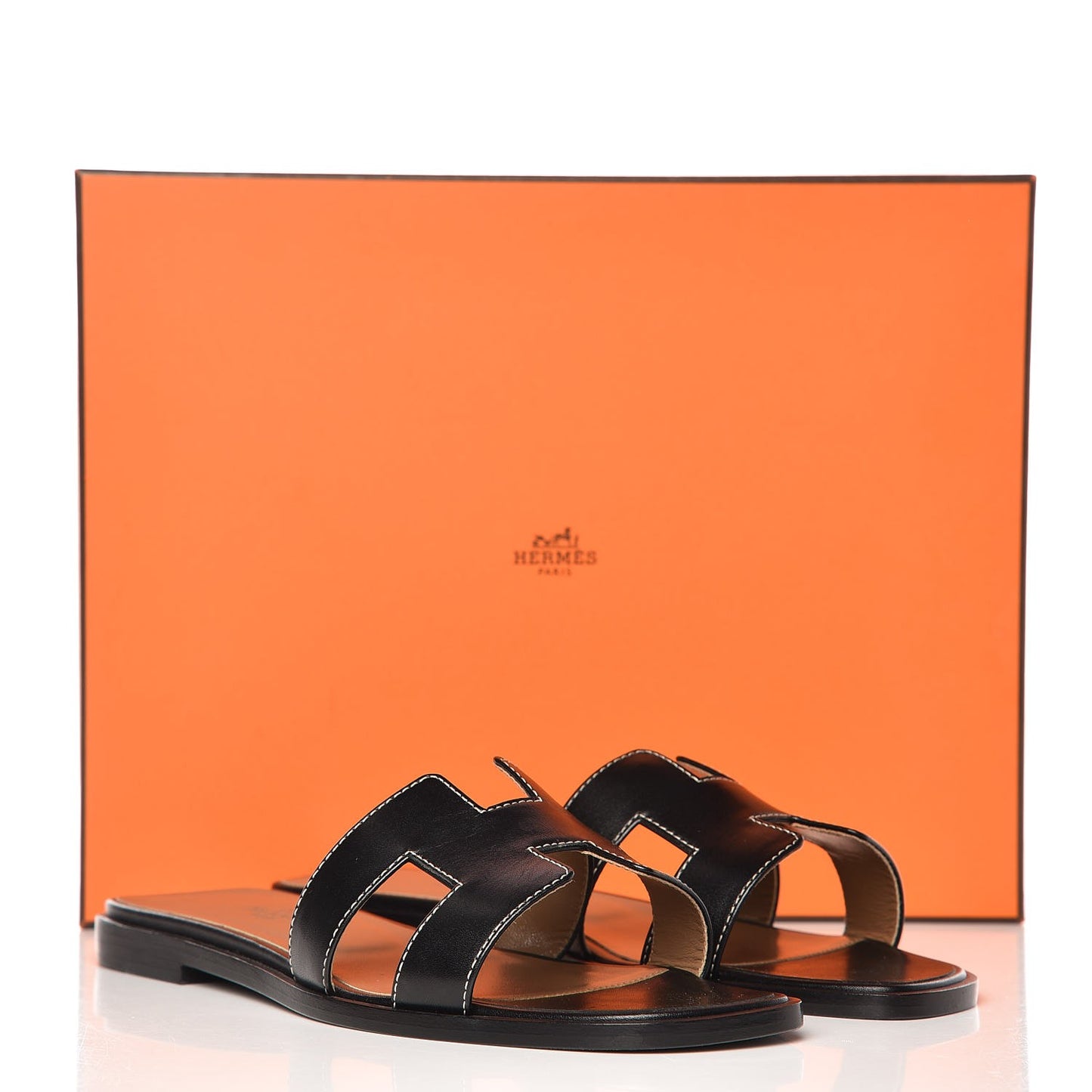 Box Calfskin Oran Sandals 36.5 Black