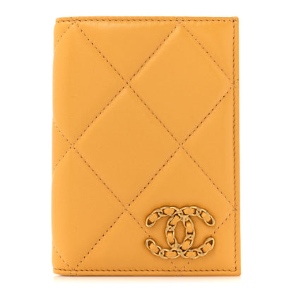 Chanel Lambskin Quilted Chanel 19 Passport Holder Yellow 1 of 9