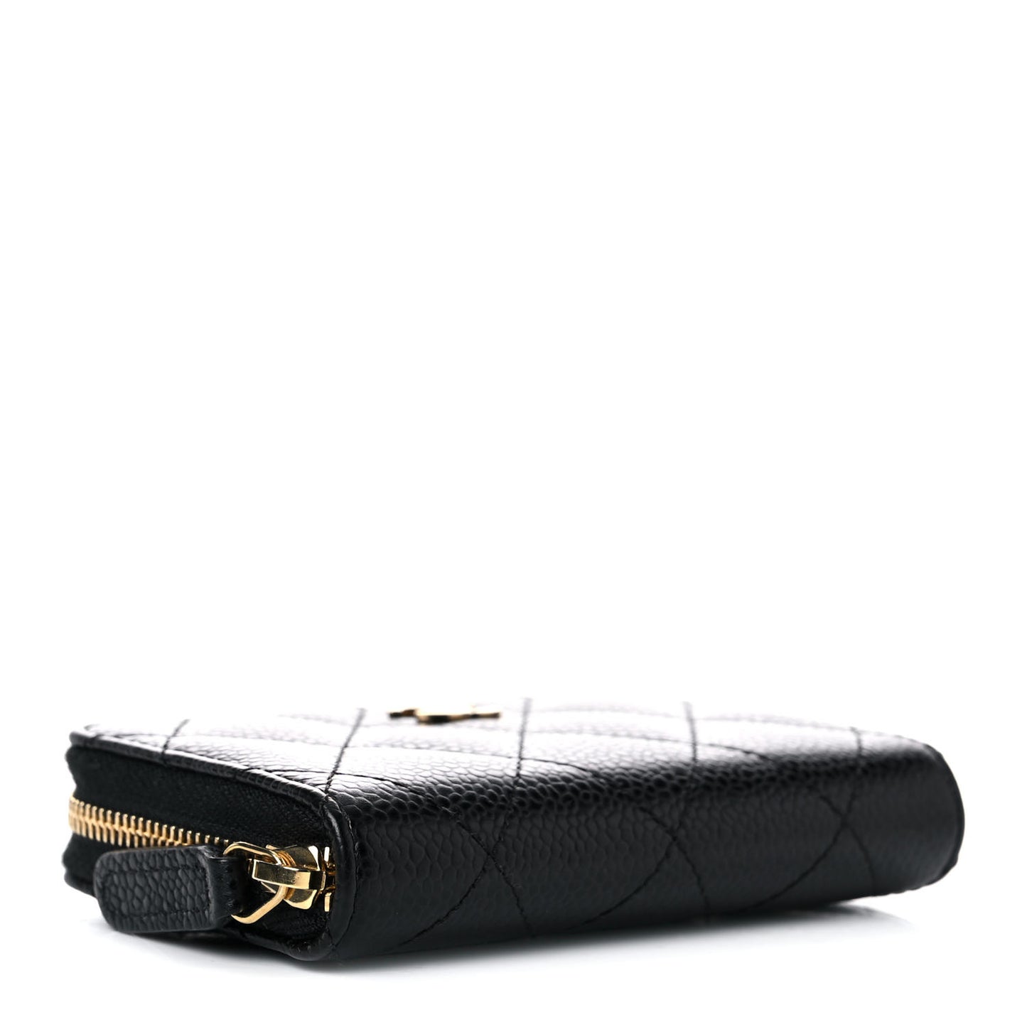 Caviar Quilted Zip Coin Purse Black