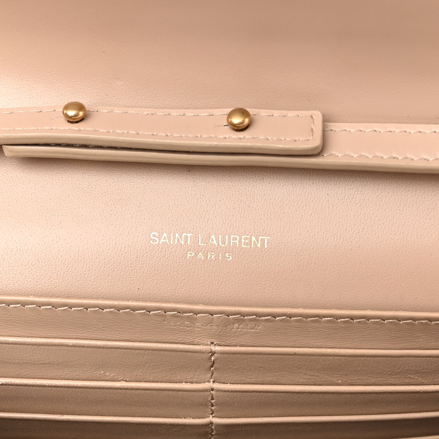 Saint Laurent Glossy Calfskin Monogram Chain Wallet Dark Beige 6 of 9