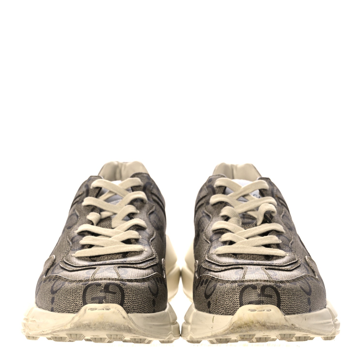 Gucci Maxi GG Supreme Monogram Gucci 100 Mens Rhyton Sneakers 8.5 Beige Ebony 2 of 15