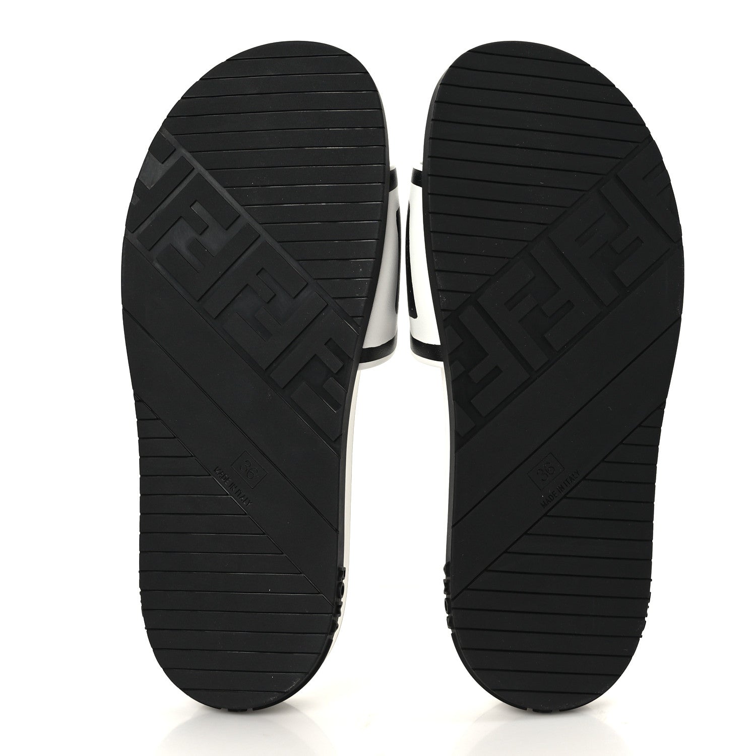 Fendi X JOSHUA VIDES Roma Calfskin Fussbetts Slide Sandals 36 Snow White Black 5 of 7