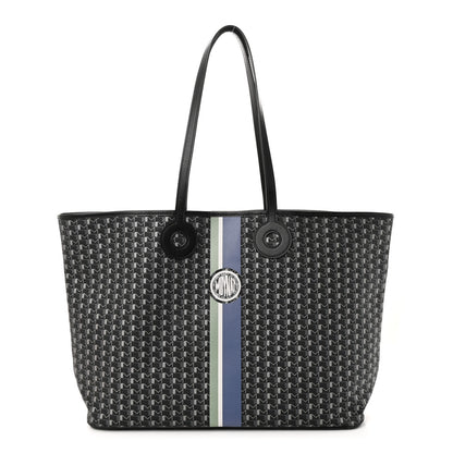Moynat Grained Calfskin Canvas 1920 Oh! Tote Ruban GM Carbon Silver 1 of 10