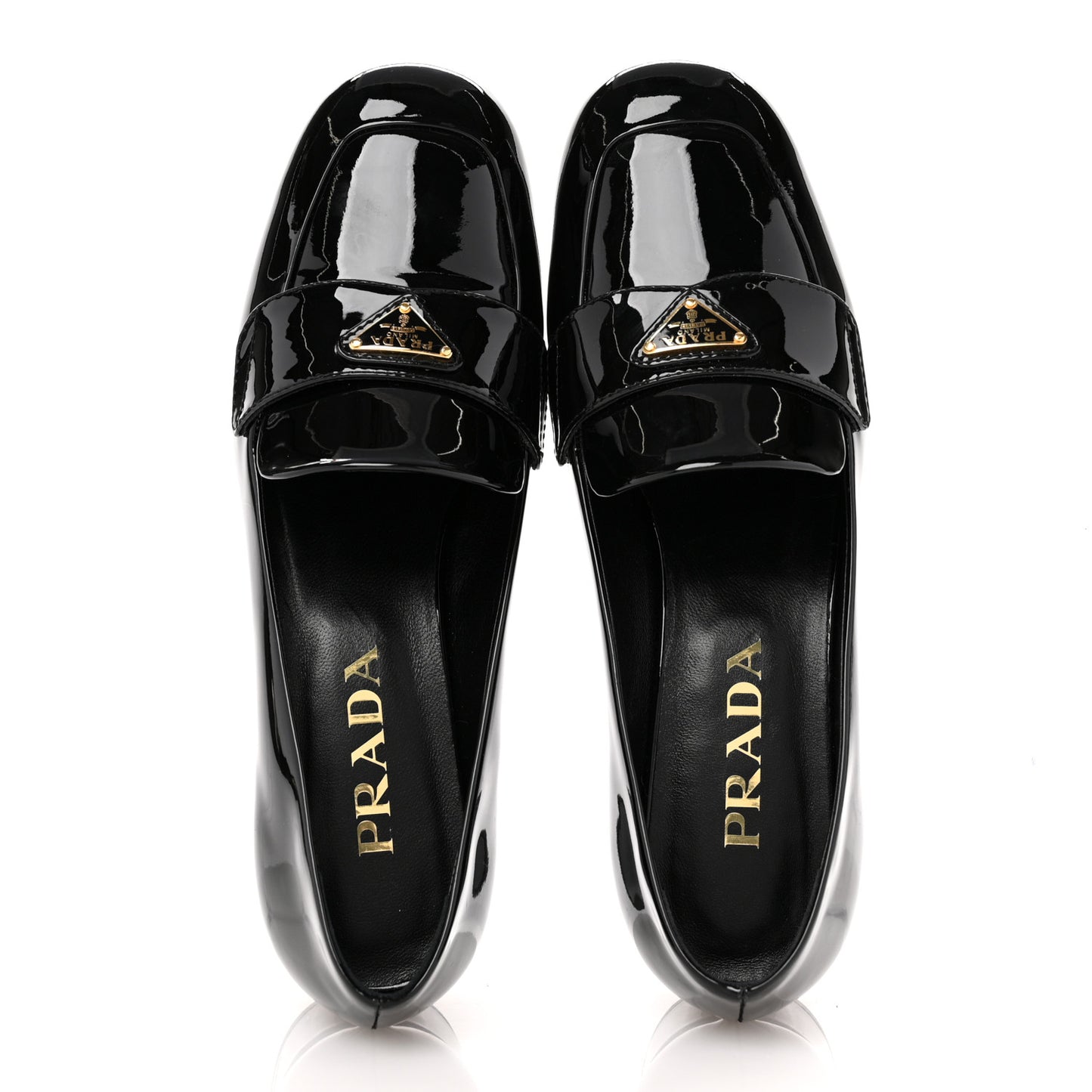 Vernice Metal Triangle Logo 35mm Loafer Pumps 36 Black
