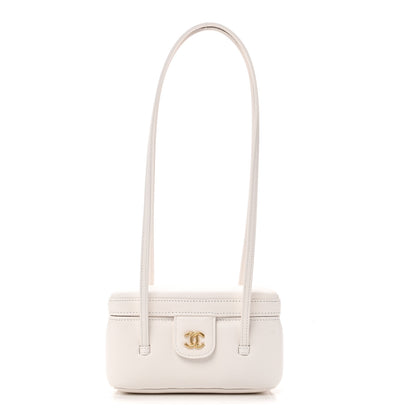 Chanel Shiny Caviar Preppy Coco Long Vanity With Strap White 1 of 12