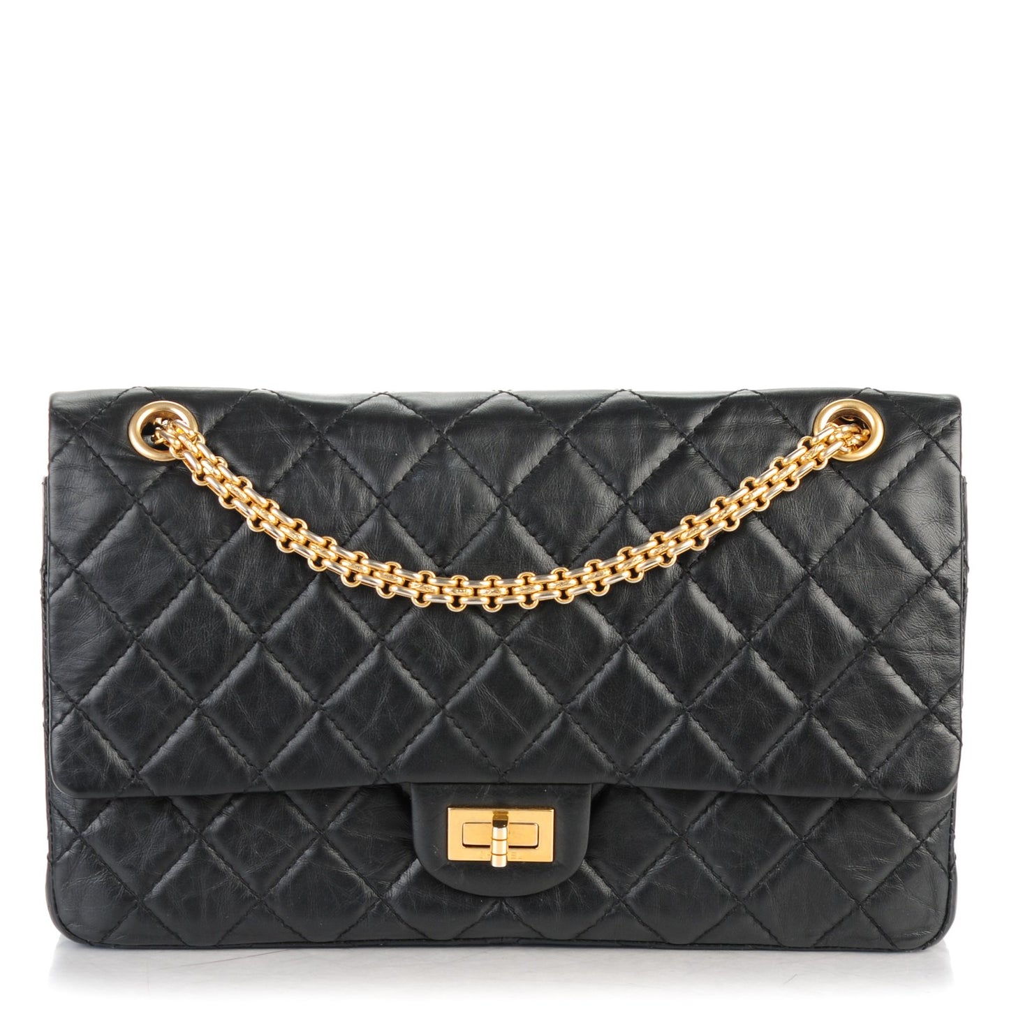 Aged Calfskin Quilted 2.55 Reissue 226 Flap Black