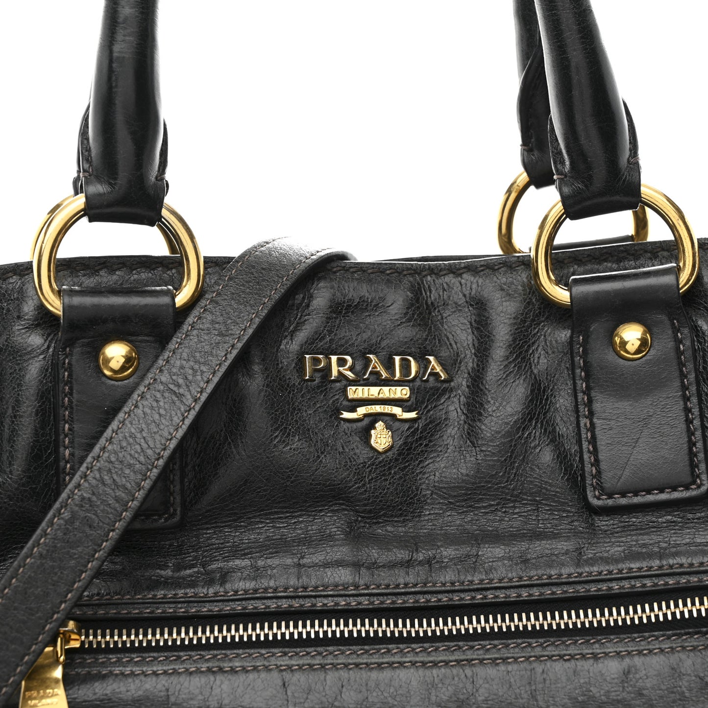 Vitello Shine Shopping Satchel Dark Green