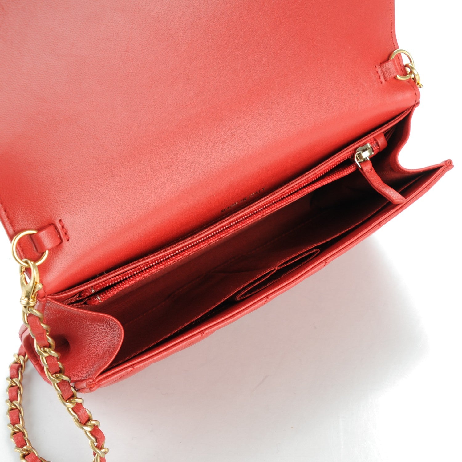 Chanel Lambskin Quilted Boy Wallet On Removable Chain WOC Red 6 of 8