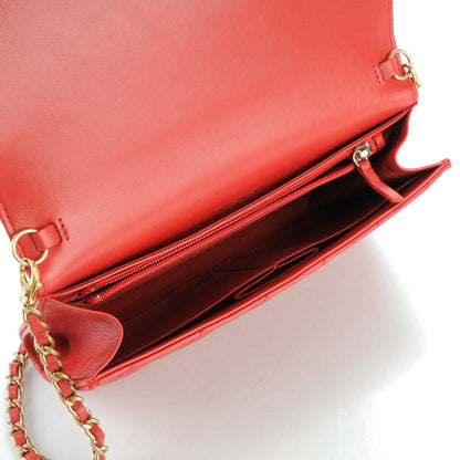 Chanel Lambskin Quilted Boy Wallet On Removable Chain WOC Red 6 of 8