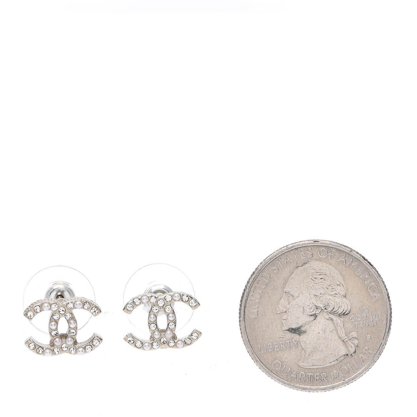 Pearl Crystal CC Earrings Gold