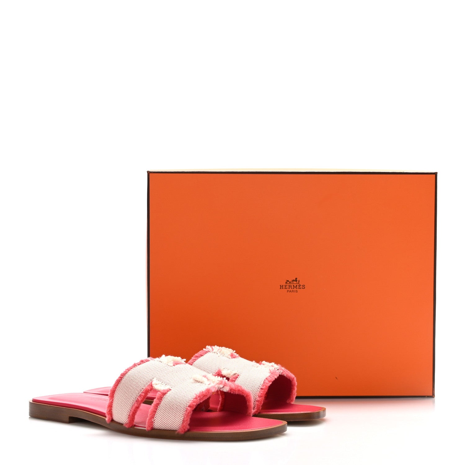 Hermes Toile H Oran Fringe Sandals 36.5 Framboise 9 of 9