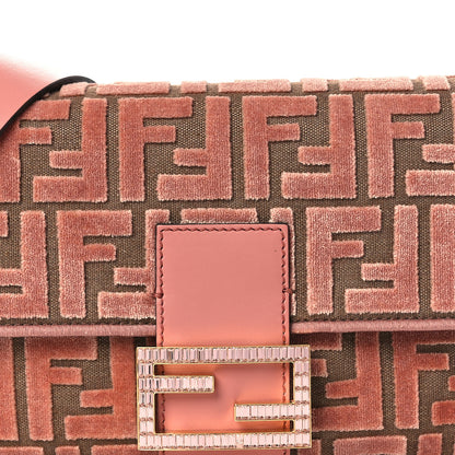 Fendi Velvet Jacquard Crystal FF Baguette Macaron 8 of 12