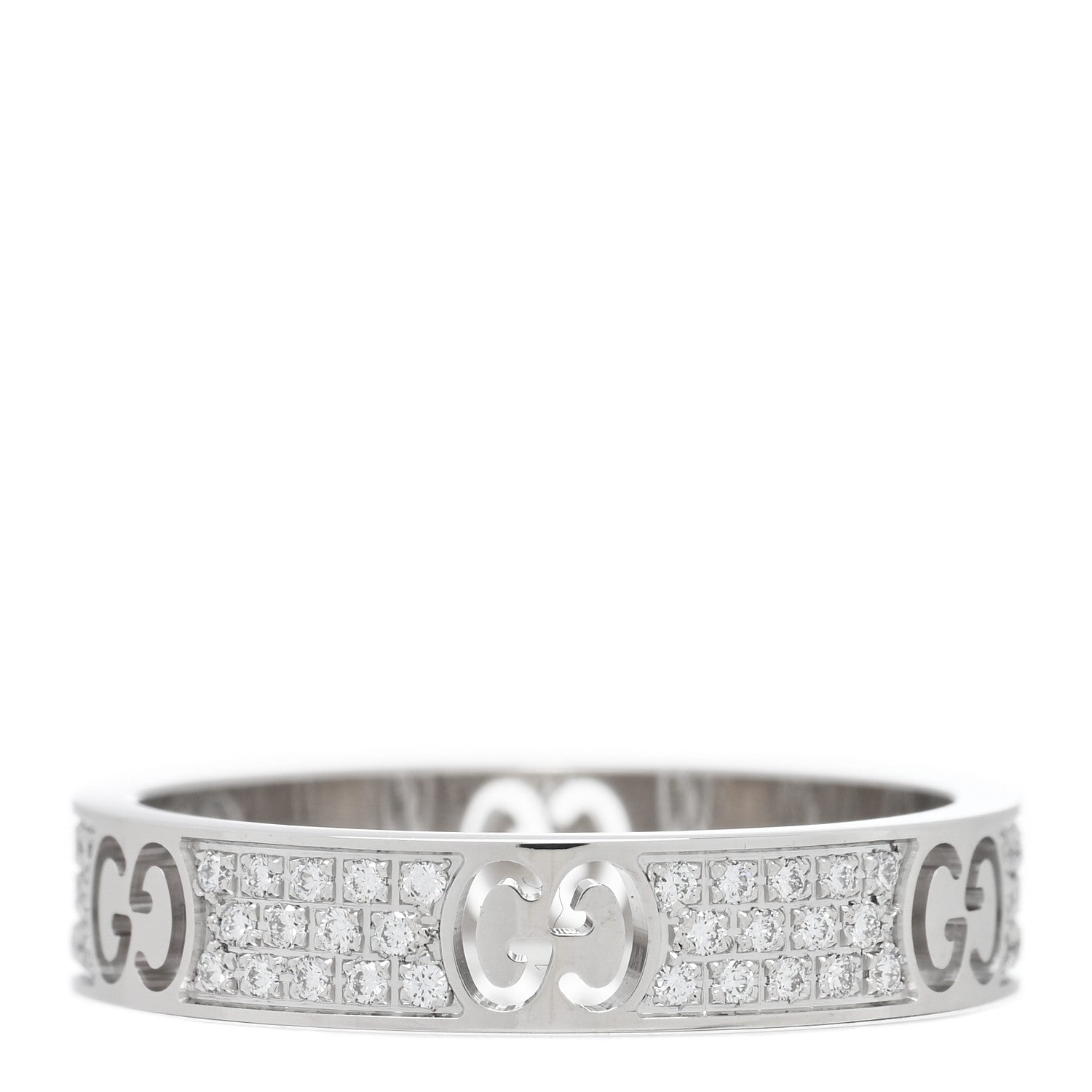 Gucci 18K White Gold Diamond Icon Stardust Band Ring 58 8.25 3 of 4