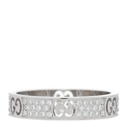 Gucci 18K White Gold Diamond Icon Stardust Band Ring 58 8.25 3 of 4