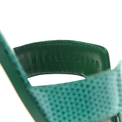 Hermes Lizard Oran Sandals 36.5 Vert Emeraude 8 of 8