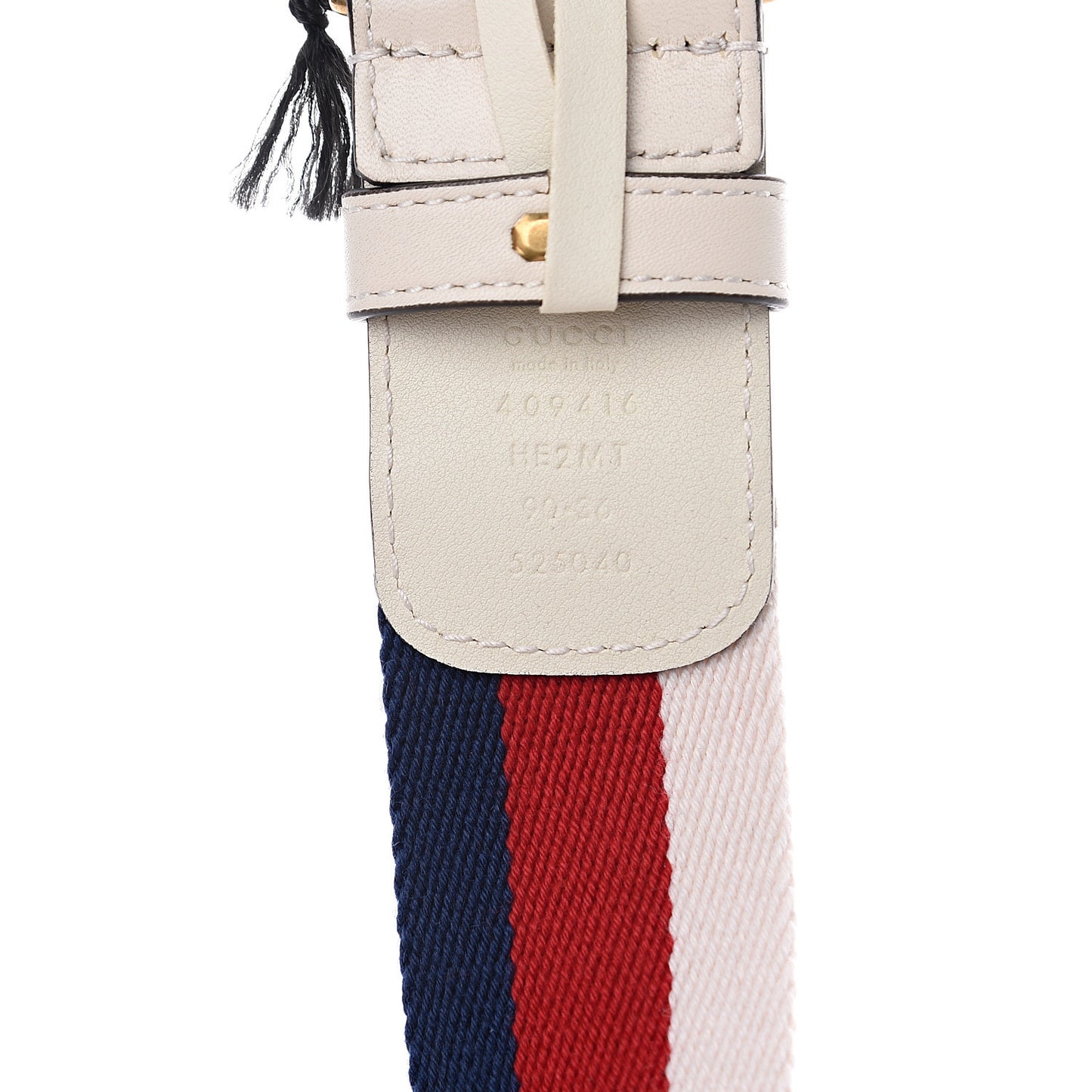 Nylon Calfskin Sylvie Web Double G 40mm Belt 90 36 Mystic White Hibiscus Red Maritime