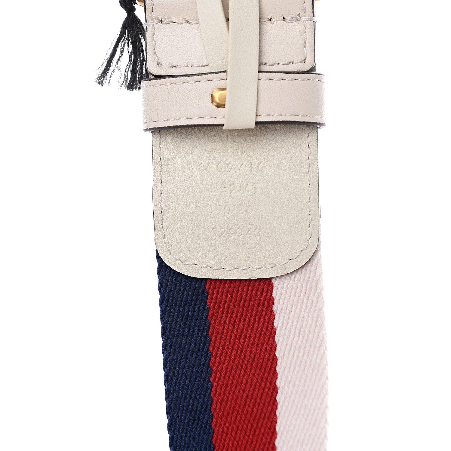 Gucci Nylon Calfskin Sylvie Web Double G 40mm Belt 90 36 Mystic White Hibiscus Red Maritime 4 of 4