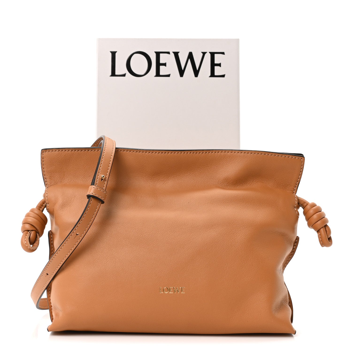 Loewe Calfskin Mini Flamenco Knot Clutch Warm Desert 1796535