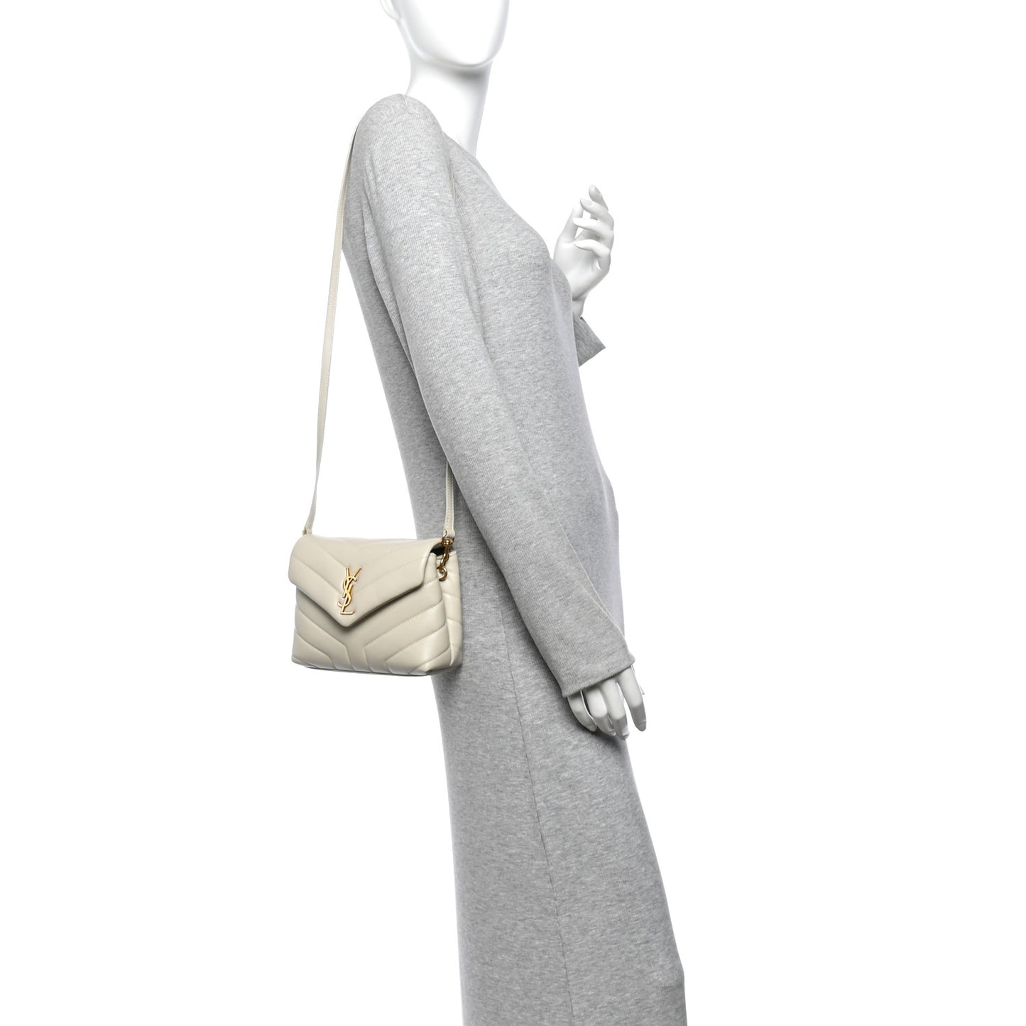 Calfskin Y Quilted Monogram Toy Loulou Crossbody Bag Blanc Vintage