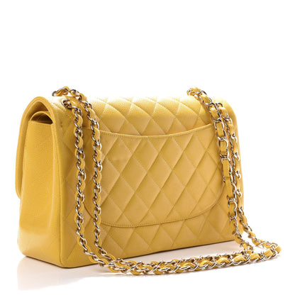 Chanel Caviar Quilted Jumbo Double Flap Yellow 4 of 11