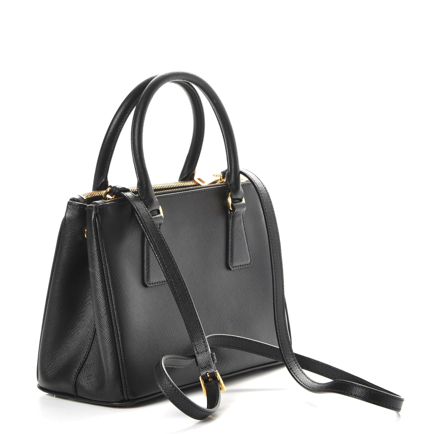 Saffiano Lux Small Galleria Double Zip Tote Black