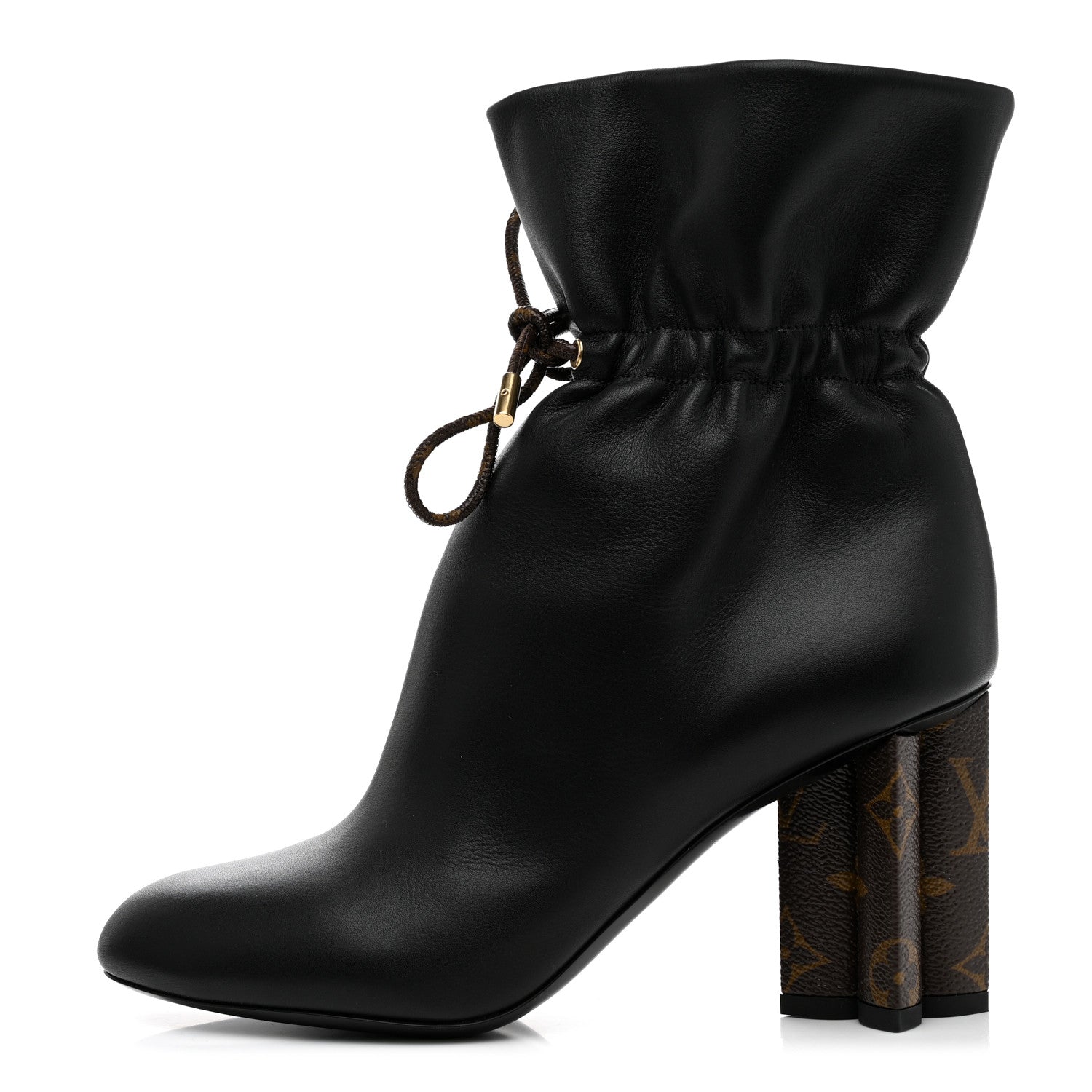 Louis Vuitton Calfskin Monogram Drawstring Ankle Boots 37 Black 1 of 8