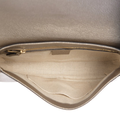 Gucci Metallic Pebbled Calfskin Medium Soho Flap Crossbody Golden Beige 4 of 9