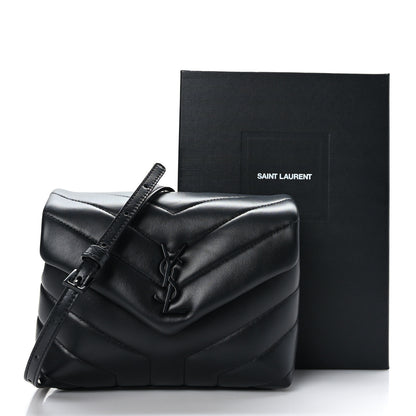 Saint Laurent Calfskin Y Quilted Monogram Monochrome Toy Loulou Crossbody Bag Black 10 of 10