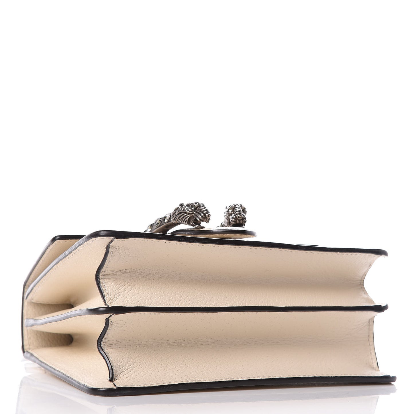 Textured Calfskin Crystal Bamboo Web Mini Dionysus Top Handle Bag Mystic White