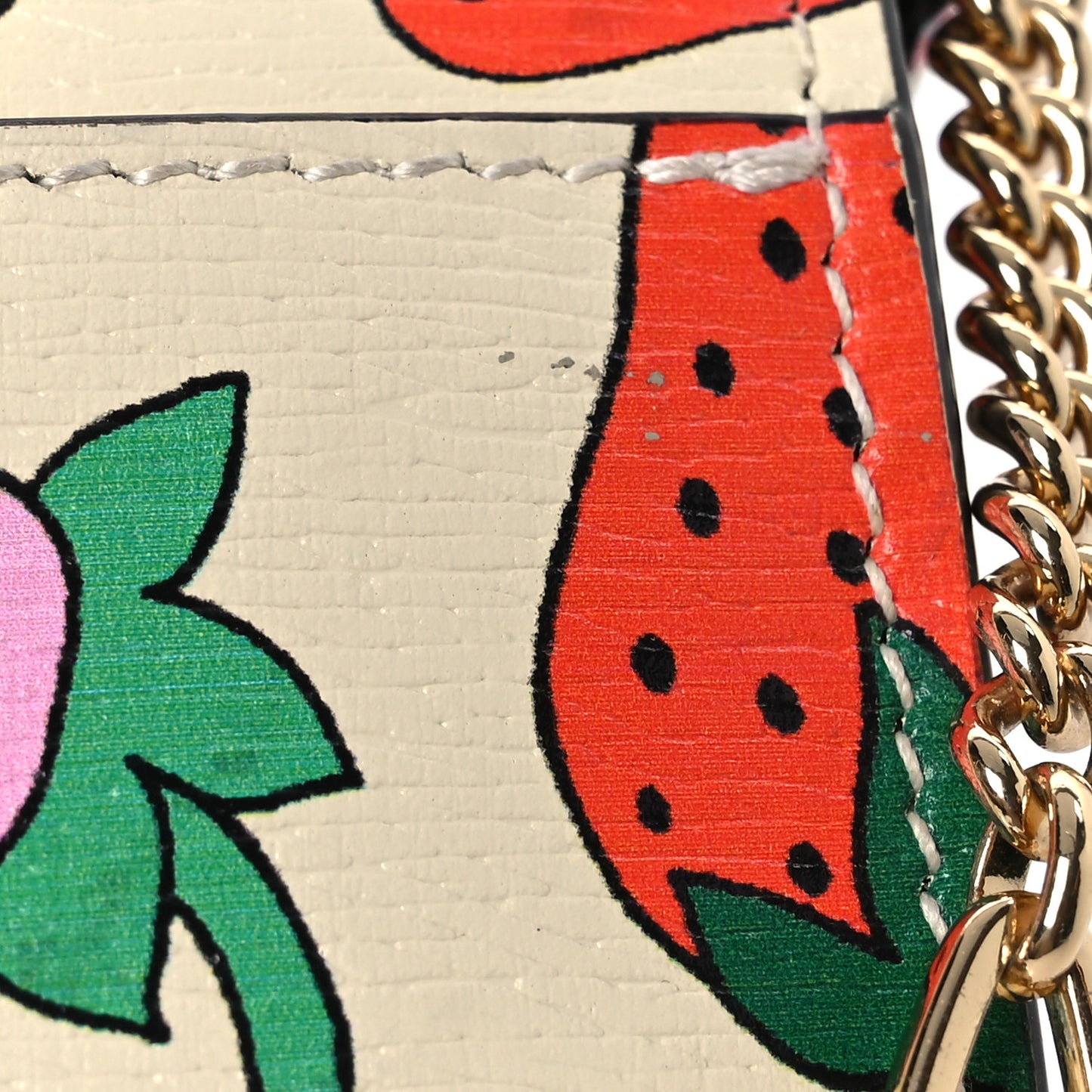 Calfskin Strawberry Print Mini Zumi Shoulder Bag Ivory Red