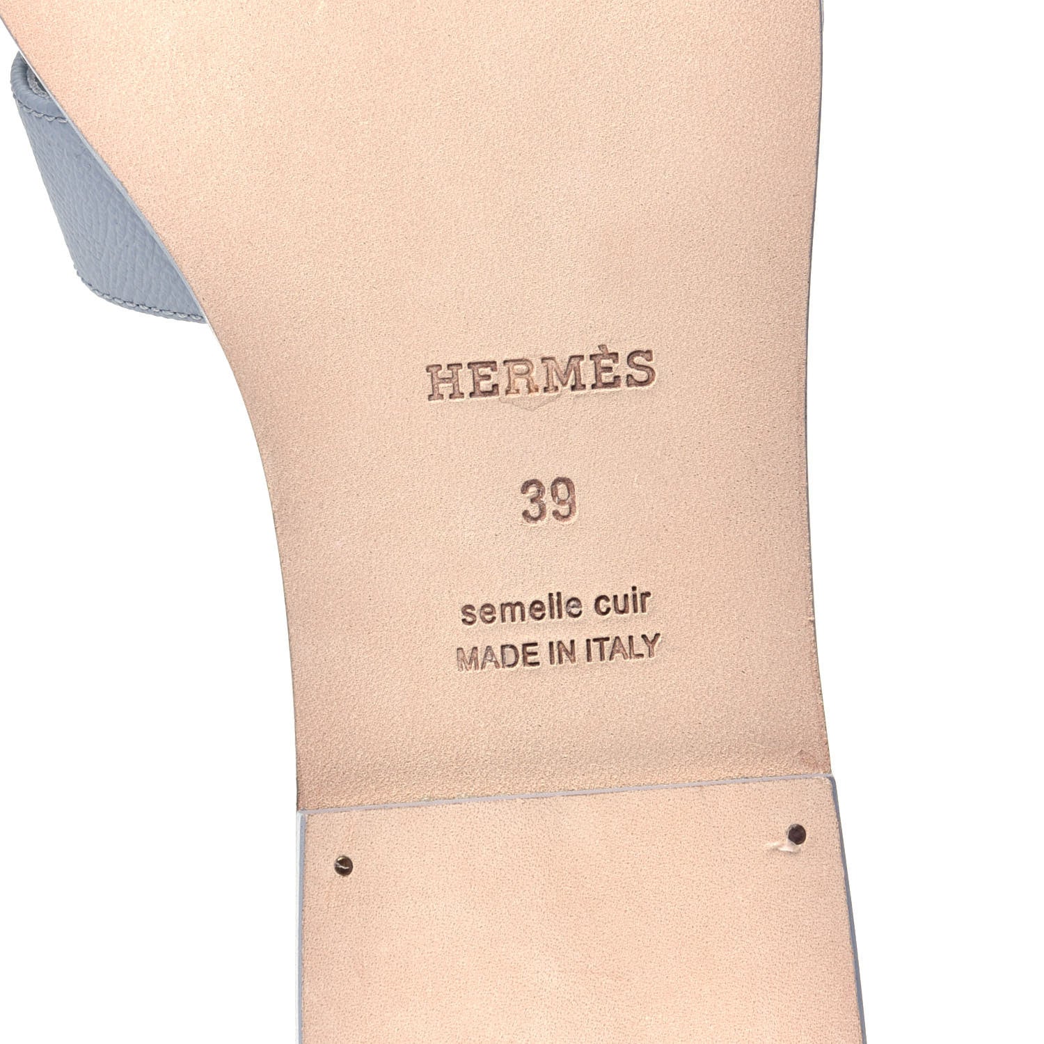 Hermes Epsom Oran Sandals 39 Bleu Glacier 8 of 10