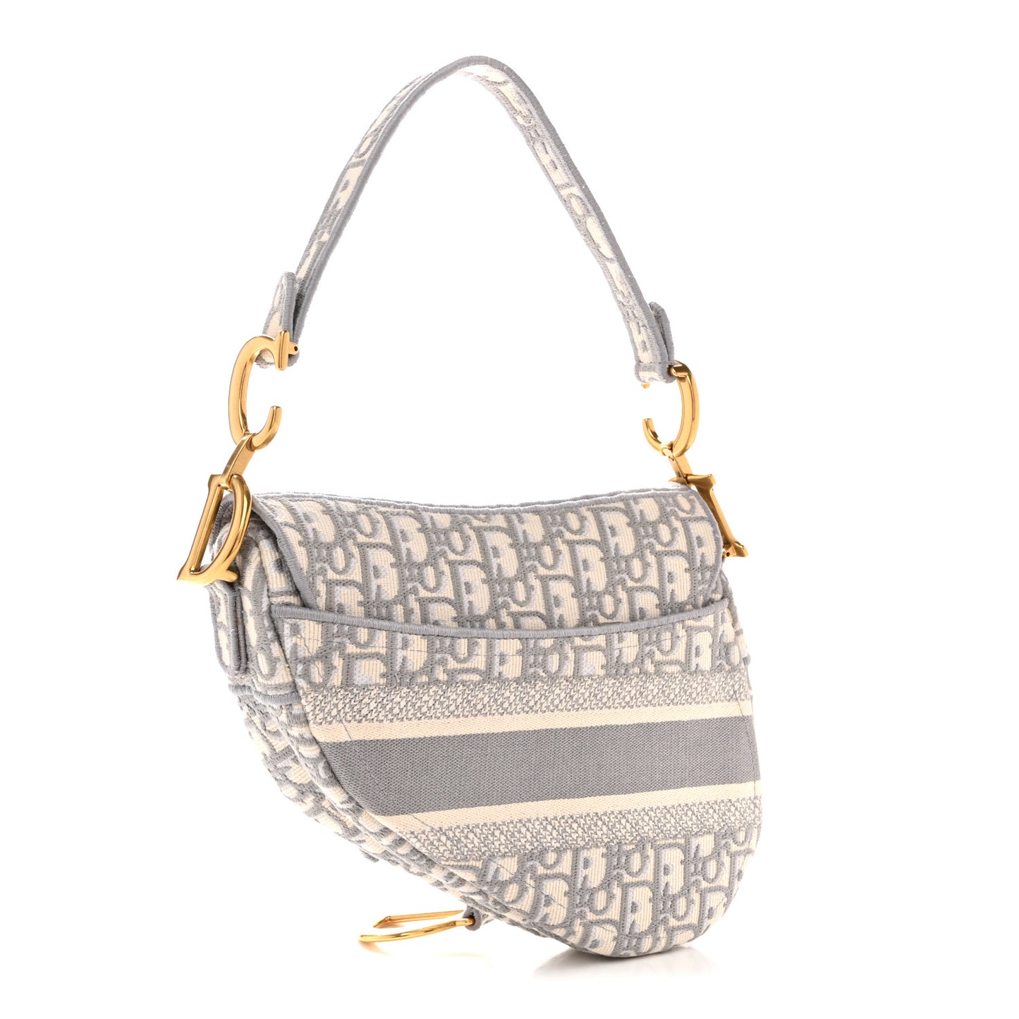 Oblique Embroidered Saddle Bag Gray