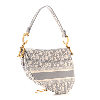 Christian Dior Oblique Embroidered Saddle Bag Gray 3 of 14