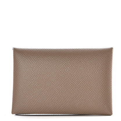 Hermes Epsom Calvi Card Case Etoupe 1 of 9