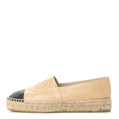 Chanel Lambskin CC Espadrilles 39 Beige Black 1 of 11