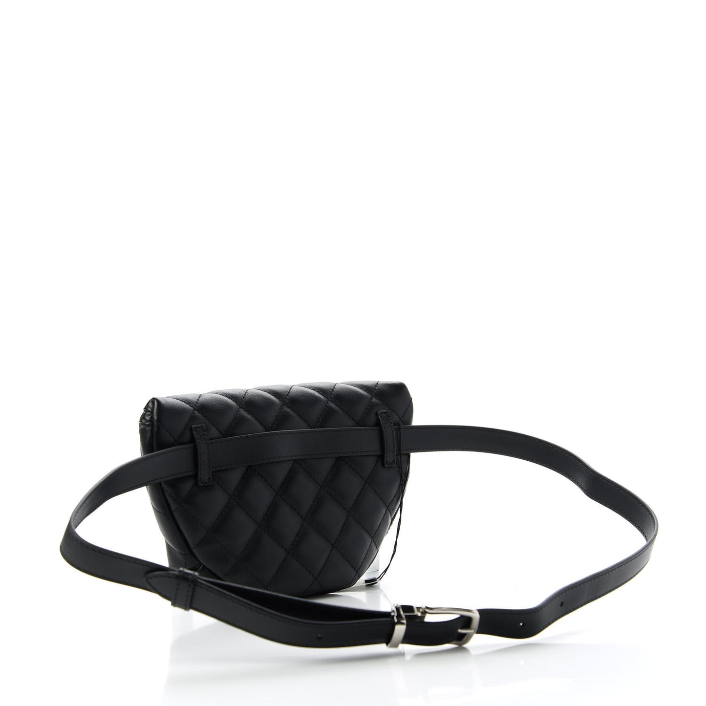 Calfskin Quilted Waist Belt Bag Black