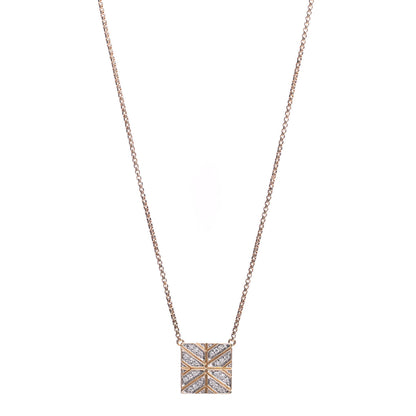 John Hardy 18K Yellow Gold Diamond Modern Chain Square Pendant Necklace 1 of 5