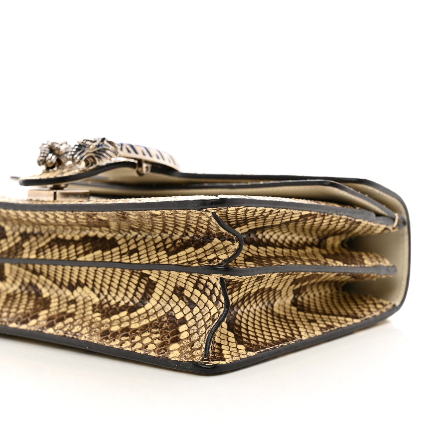 Gucci Calfskin Snakeskin Enamel Small Dionysus Shoulder Bag White Beige Electric Blue 10 of 13