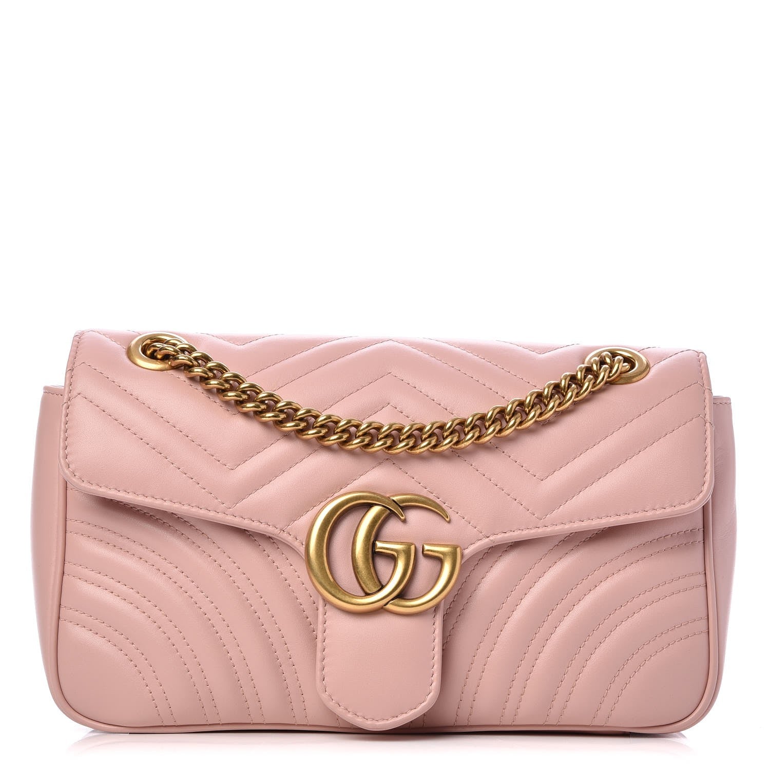 Gucci Calfskin Matelasse Small GG Marmont Shoulder Bag Perfect Pink 1 of 6