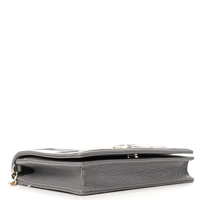Christian Dior Grained Calfskin Diorama Wallet on Chain Pouch Gris 3 of 4