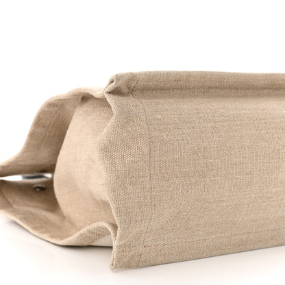 Saint Laurent Linen Calfskin Small Rive Gauche Tote Greggio Natural 9 of 11