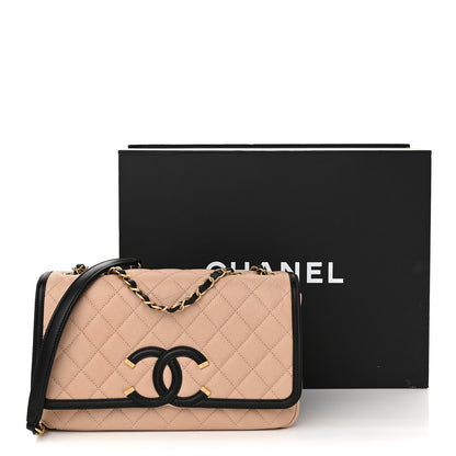 Chanel Caviar Quilted Medium CC Filigree Flap Beige Black 13 of 13