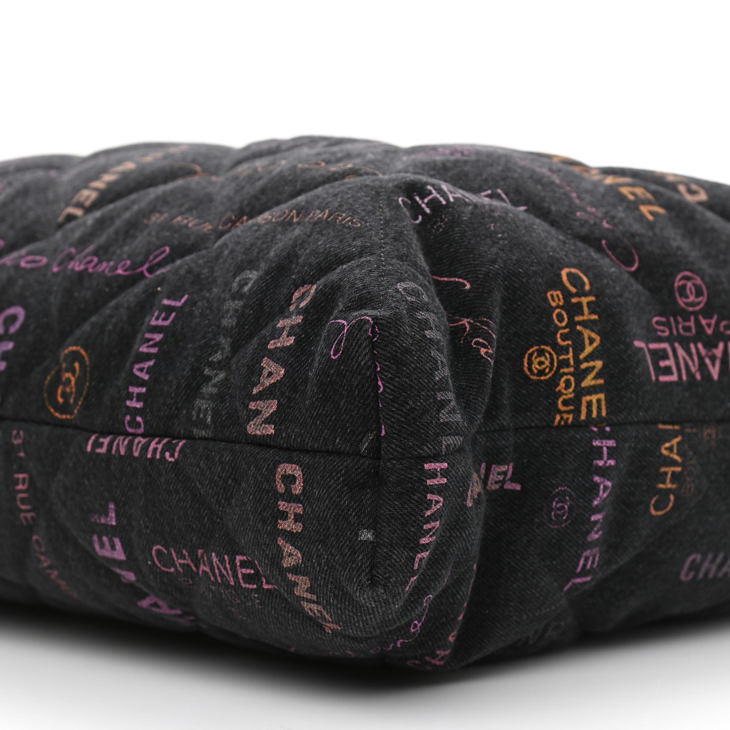 Denim Quilted Denim Mood Maxi Shopping Bag Black Multicolor