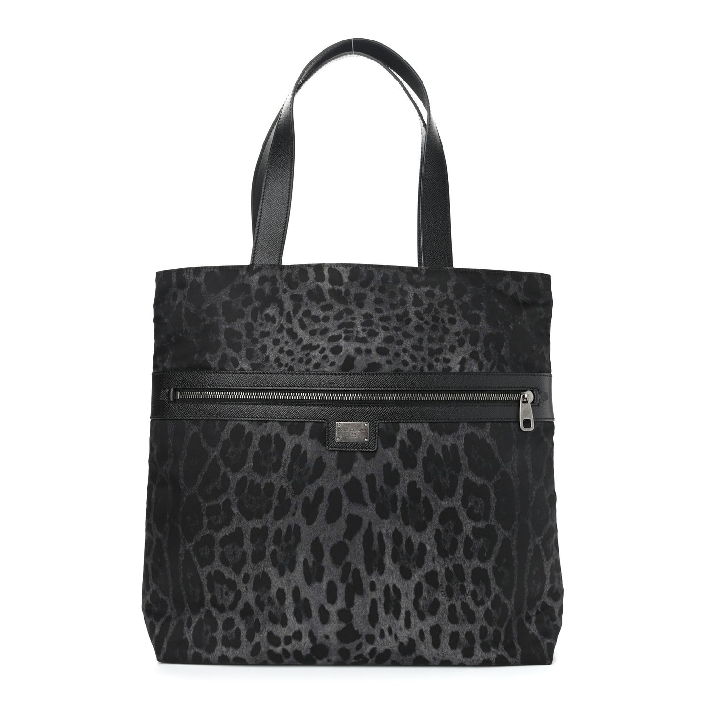 Nylon Leopard Reversible Tote Black
